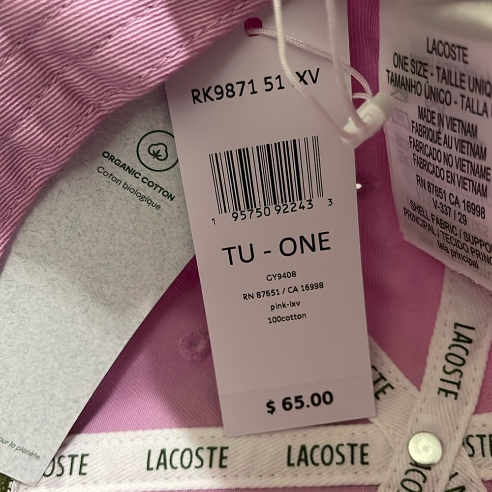 Lacoste Pink Baseball Cap with Green Crocodile Patch - Picture 8 of 8